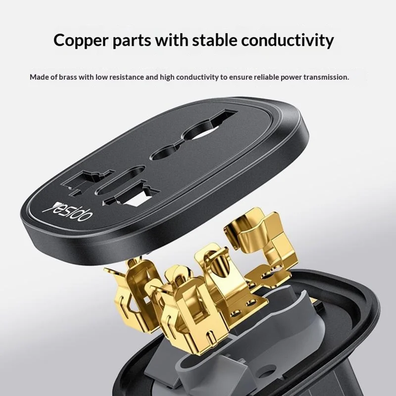 YESIDO MC44 EU Plug to Universal Socket Global Travel Adapter 100V-250V 10A Multi-Country Converter