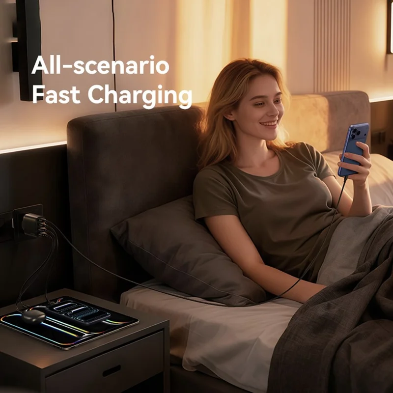 Adaptateur secteur USAMS CC330 T70 2 USB-A + 2 USB-C 4 ports GaN 20 W Chargeur rapide, prise UE - Noir