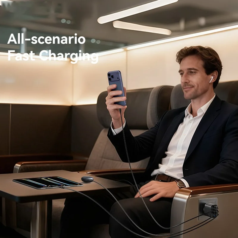 Adaptateur secteur USAMS CC330 T70 2 USB-A + 2 USB-C 4 ports GaN 20 W Chargeur rapide, prise UE - Noir