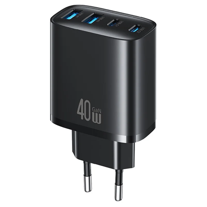 Adaptateur secteur USAMS CC330 T70 2 USB-A + 2 USB-C 4 ports GaN 20 W Chargeur rapide, prise UE - Noir