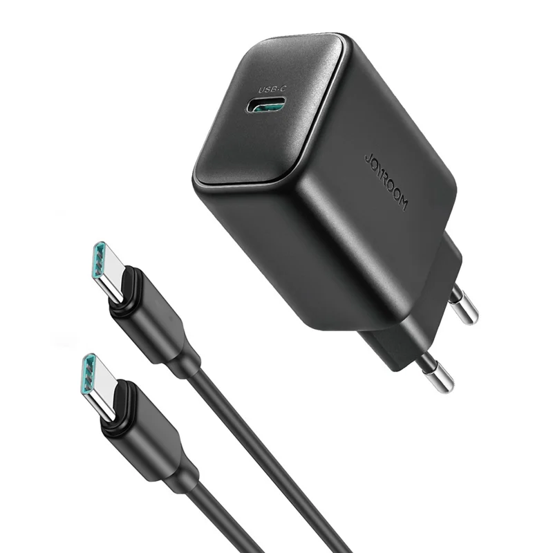 JOYROOM JR-TCF23 Carregador USB-C 25 W com Cabo Tipo-C 1 m, Carregamento Rápido, Tomada UE - Preto