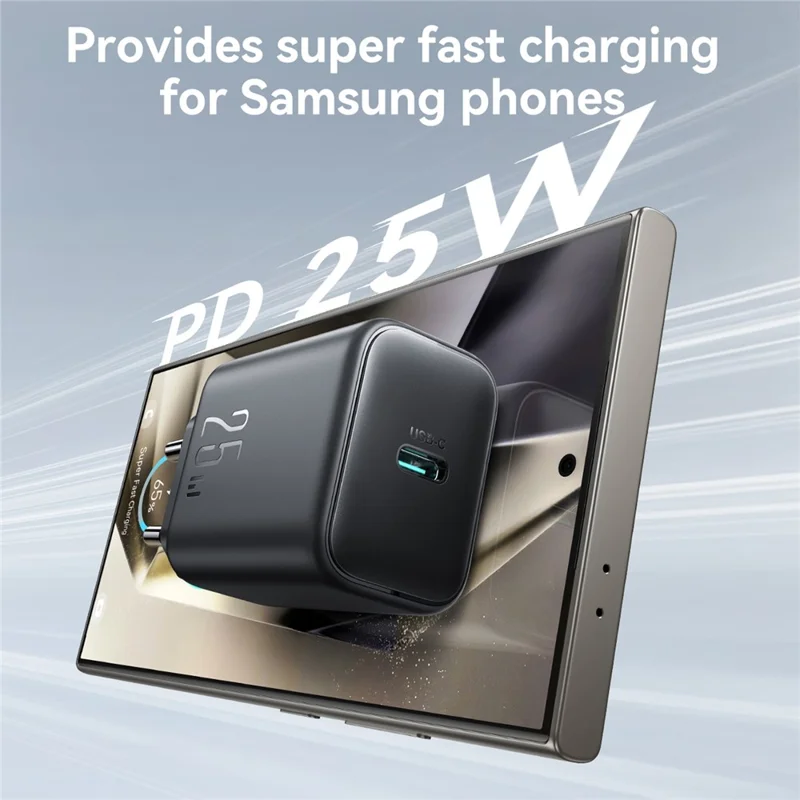 JOYROOM JR-TCF23 Carregador USB-C 25 W com Cabo Tipo-C 1 m, Carregamento Rápido, Tomada UE - Preto