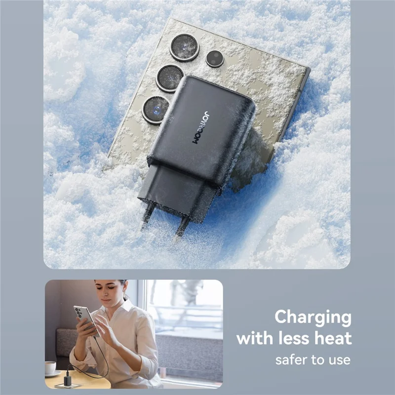 JOYROOM JR-TCF23 Carregador USB-C 25 W com Cabo Tipo-C 1 m, Carregamento Rápido, Tomada UE - Preto