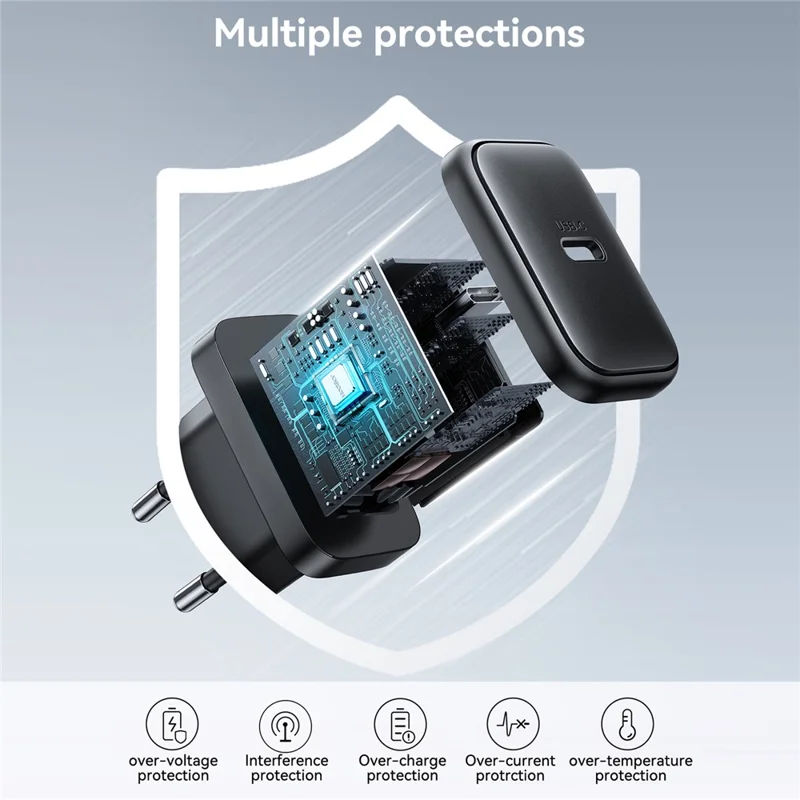 JOYROOM JR-TCF23 Carregador USB-C 25 W com Cabo Tipo-C 1 m, Carregamento Rápido, Tomada UE - Preto