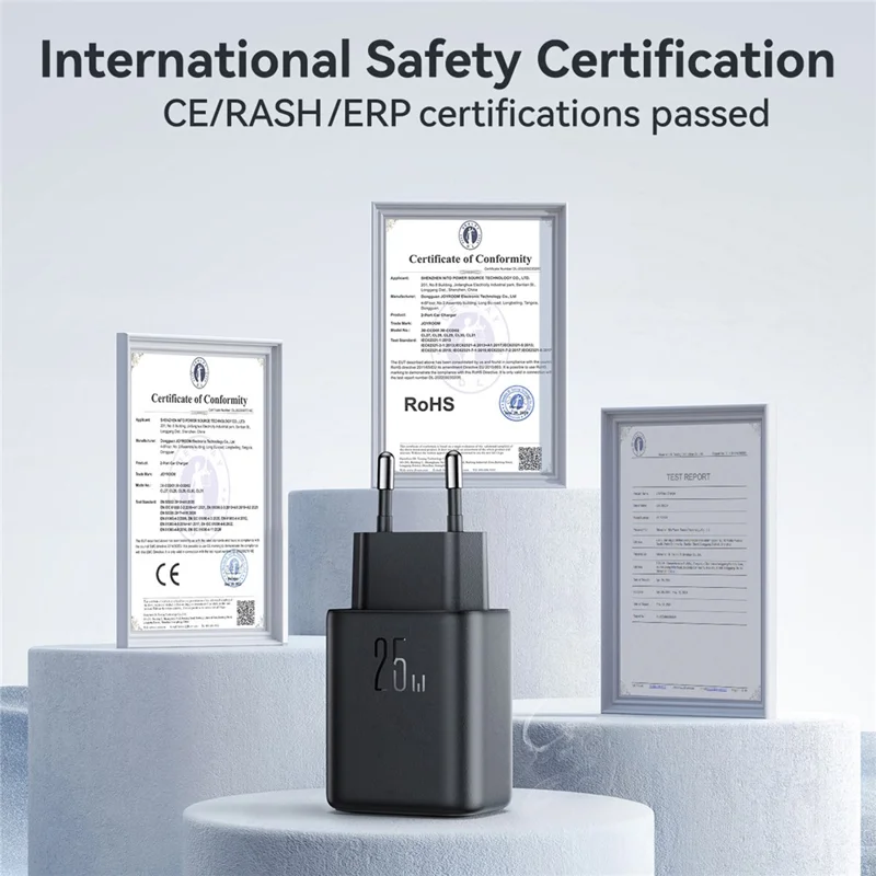 JOYROOM JR-TCF23 Carregador USB-C 25 W com Cabo Tipo-C 1 m, Carregamento Rápido, Tomada UE - Preto