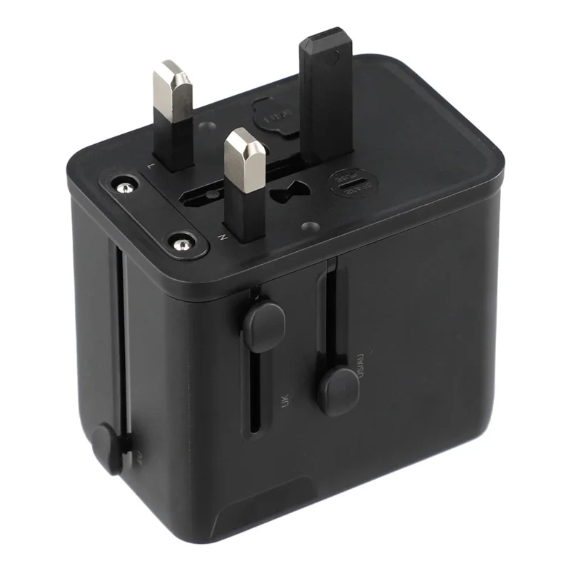 JOYROOM JR-TCW01 20W Universal Travel Adapter 2 USB-C + UBS-A GaN Charger - Black