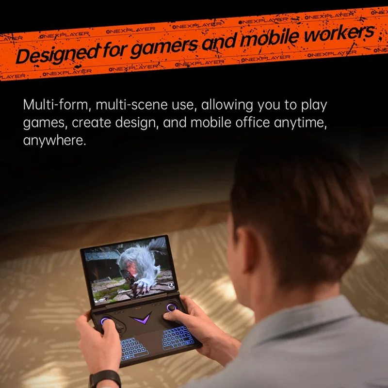 For ONE XPLAYER G1 Mini Gaming Laptop 8,8 tommer AMD AI 9 HX 370 32GB+2TB Bærbar PC Touchscreen Tablet - EU Stik