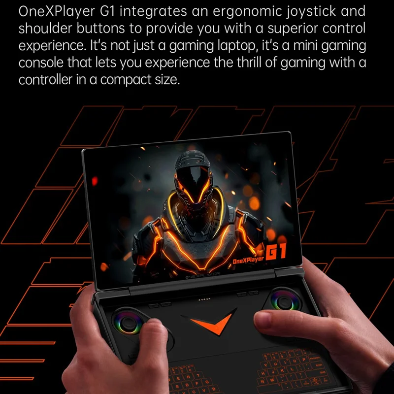 For ONE XPLAYER G1 Mini Gaming Laptop 8,8 tommer AMD AI 9 HX 370 32GB+2TB Bærbar PC Touchscreen Tablet - EU Stik