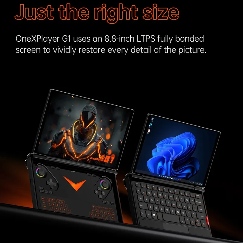 For ONE XPLAYER G1 Mini Gaming Laptop 8,8 tommer AMD AI 9 HX 370 32GB+2TB Bærbar PC Touchscreen Tablet - EU Stik