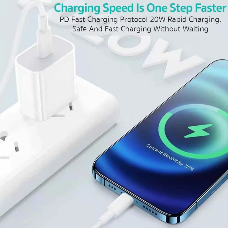 COTECI 1 м, 20 Вт, быстрое зарядное устройство, кабель USB-C – USB-C, передача данных 20 Гбит/с - 32119, вилка US / белый