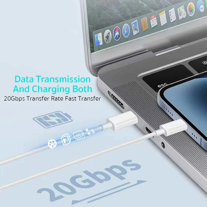 COTECI 1 м, 20 Вт, быстрое зарядное устройство, кабель USB-C – USB-C, передача данных 20 Гбит/с - 32119, вилка US / белый