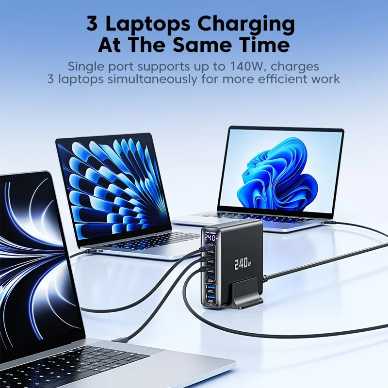 TOOCKI TCT240-33 240W GaN Desktop Charger 6-Port 4 USB-C+2 USB-A Charging Station - EU Plug