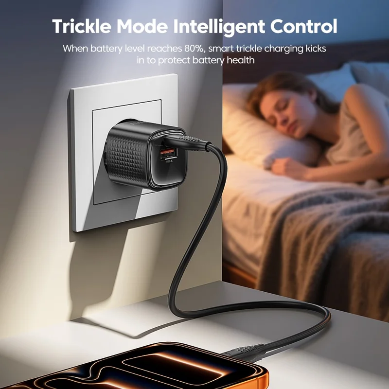 TOOCKI 33W Mini GaN Charger, dobbelt port USB-C+USB-A hurtiglader - EU-stecker / TC22332