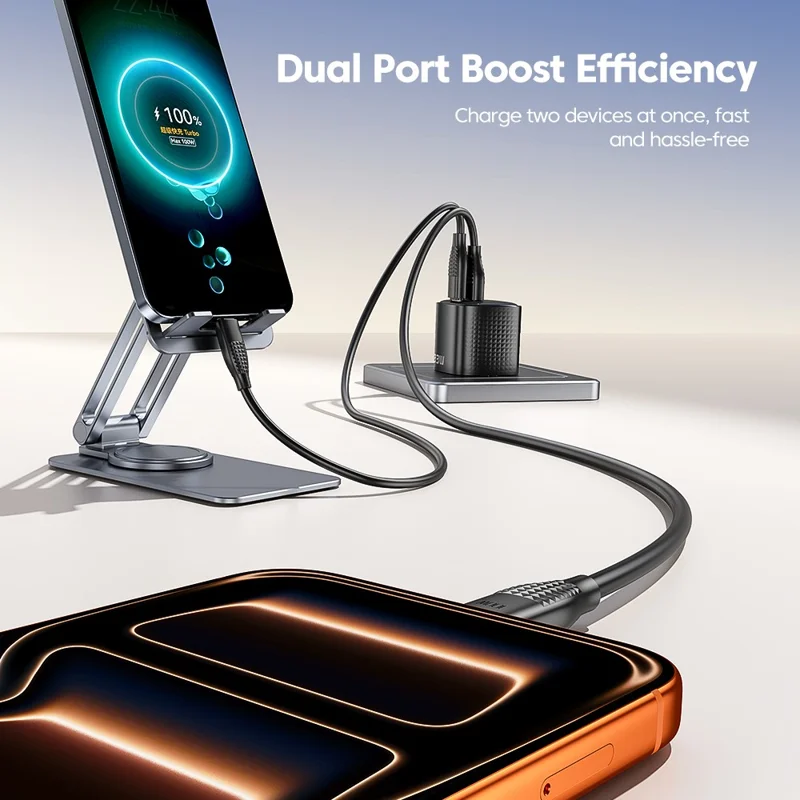 TOOCKI 33W Mini GaN Charger, dobbelt port USB-C+USB-A hurtiglader - EU-stecker / TC22332