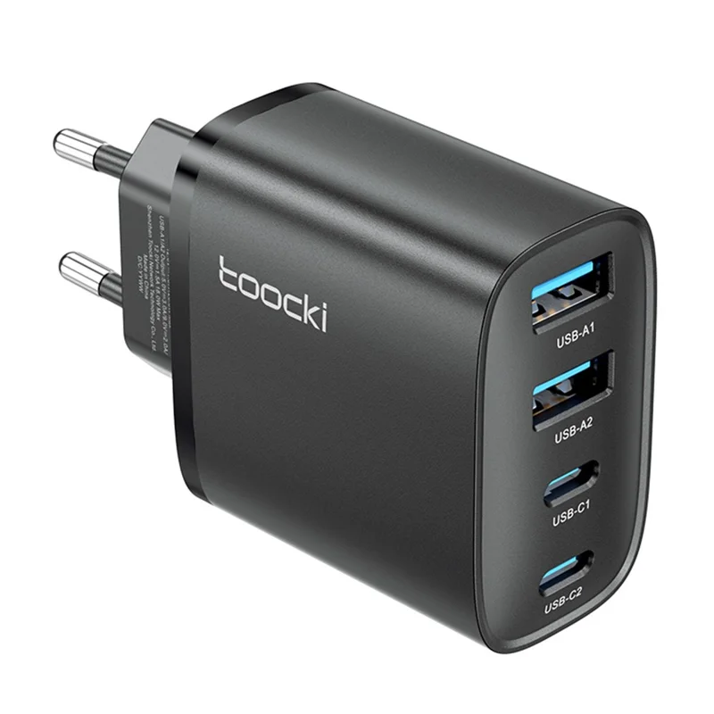 TOOCKI TC53402 40W GaN Fast Charger 4-Port 2 USB-C 2 USB-A 20W PD Quick Charging Power Adapter - Czarny / Wtyk UE