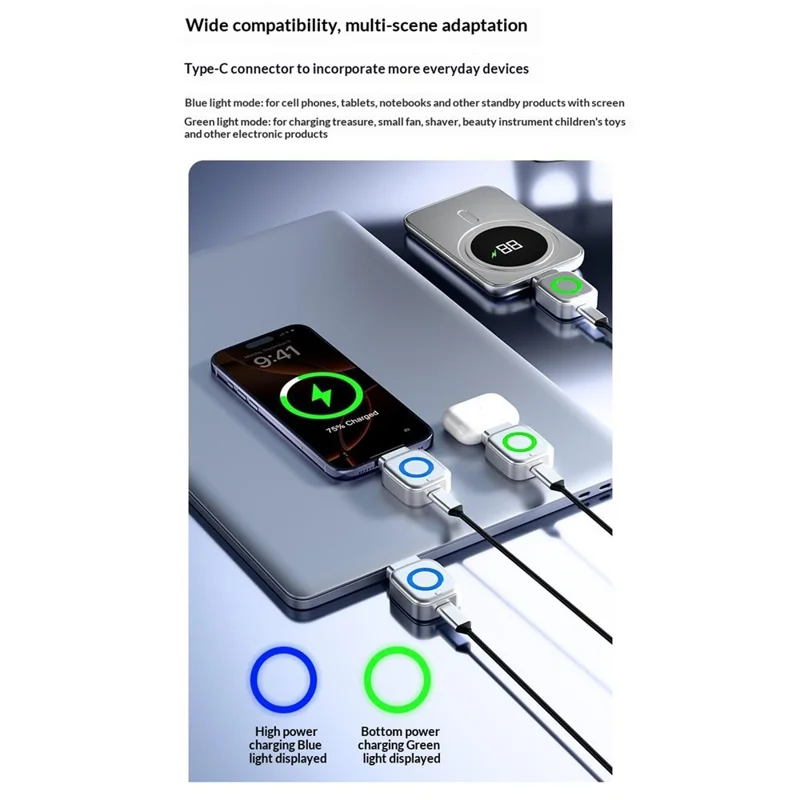 D011 USB-C Fast Charging Fully Charged Separator 100W Auto Disconnect AI Chip Smart Auto Stop Charging Adapter for Phone Tablet Laptop - Silver