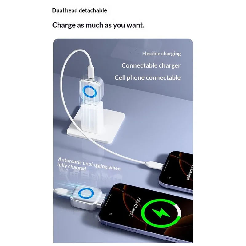 D011 USB-C Fast Charging Fully Charged Separator 100W Auto Disconnect AI Chip Smart Auto Stop Charging Adapter for Phone Tablet Laptop - Silver