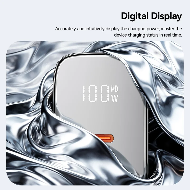 ESSAGER ES-CD56 100W GaN Wall Charger 3-Port 2 USB-C+USB-A Fast Charging Digital Display Travel Power Adapter - Black  /  EU Plug