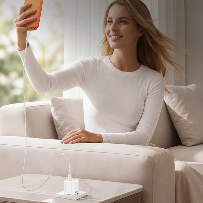 شاحن YESIDO YC116 PD 45 واط من نوع GaN، منفذ واحد من نوع Type-C، محول شحن سريع مع كابل USB-C مجدول - قابس أوروبي