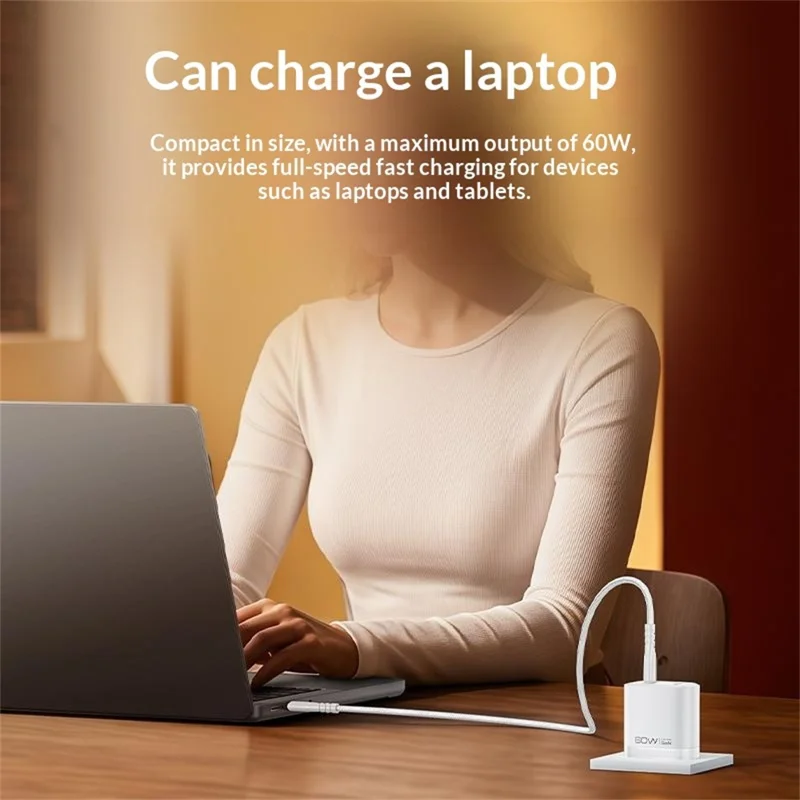 YESIDO YC25U 60W GaN Charger AVS Dynamic Fast Charging Adapter + Type-C to Type-C Cable , US Plug - White