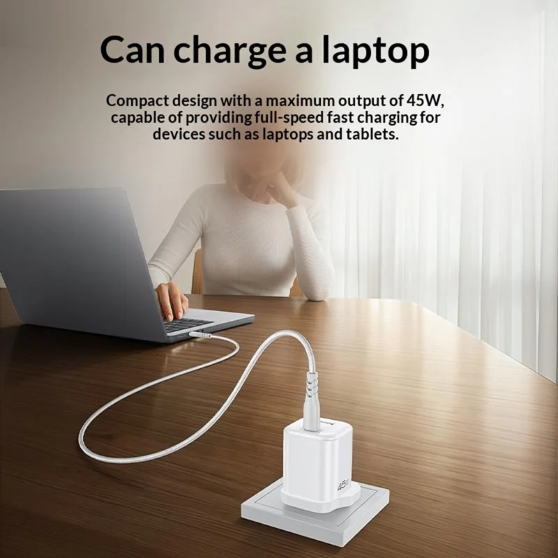 YESIDO YC160 45W GaN Charger USB-C PD Fast Charging Adapter with Type-C Cable , UK Plug - White