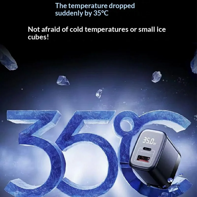 Быстрое зарядное устройство REMAX U2-AC35W GaN с цифровым дисплеем, 35 Вт, USB Type-C, USB-A, вилка UK — черный