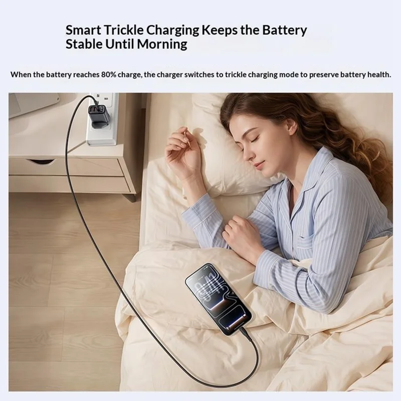 YESIDO YC163C 25 Вт Быстрое зарядное устройство с USB-C кабелем USB-C Цифровой дисплей 3-портовый адаптер питания, Великобритания вилка - Черный
