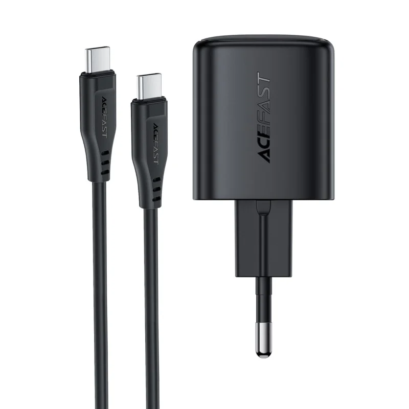 ACEFAST A119 PD 45W Mini GaN USB-C Fast Charger Set with 1.2m USB-C Cable , EU Plug - Black