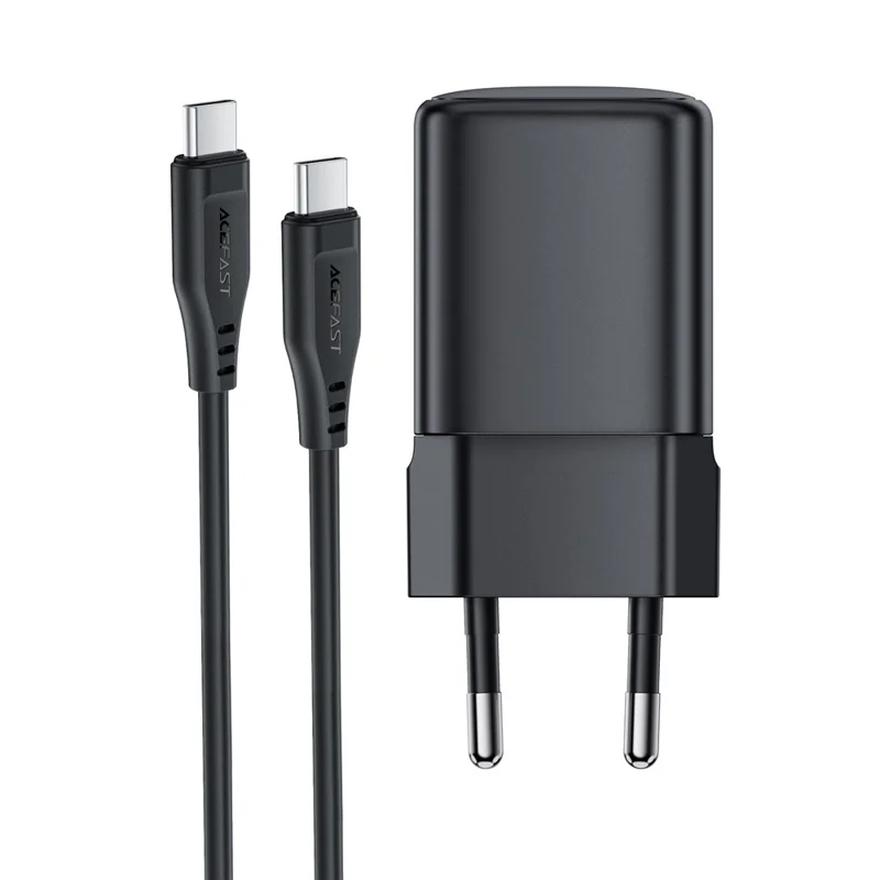 ACEFAST A119 PD 45W Mini GaN USB-C Fast Charger Set with 1.2m USB-C Cable , EU Plug - Black