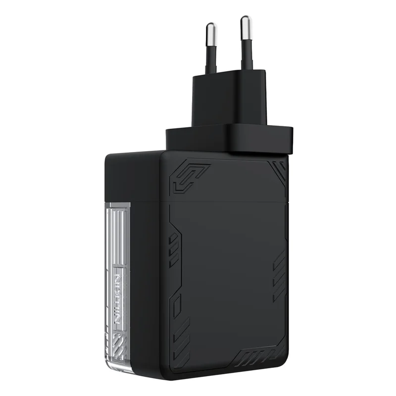 NILLKIN Icecore 65W GaN Fast Wall Charger with Retractable USB-C Cable for Travel, EU Plug - Black