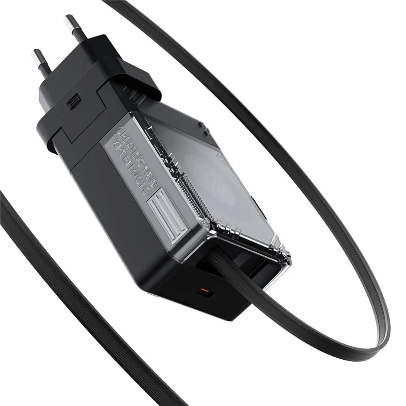 NILLKIN Icecore 65W GaN Fast Wall Charger with Retractable USB-C Cable for Travel, EU Plug - Black
