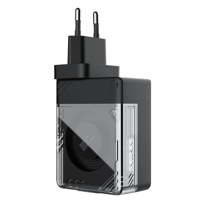 NILLKIN Icecore 65W GaN Fast Wall Charger with Retractable USB-C Cable for Travel, EU Plug - Black
