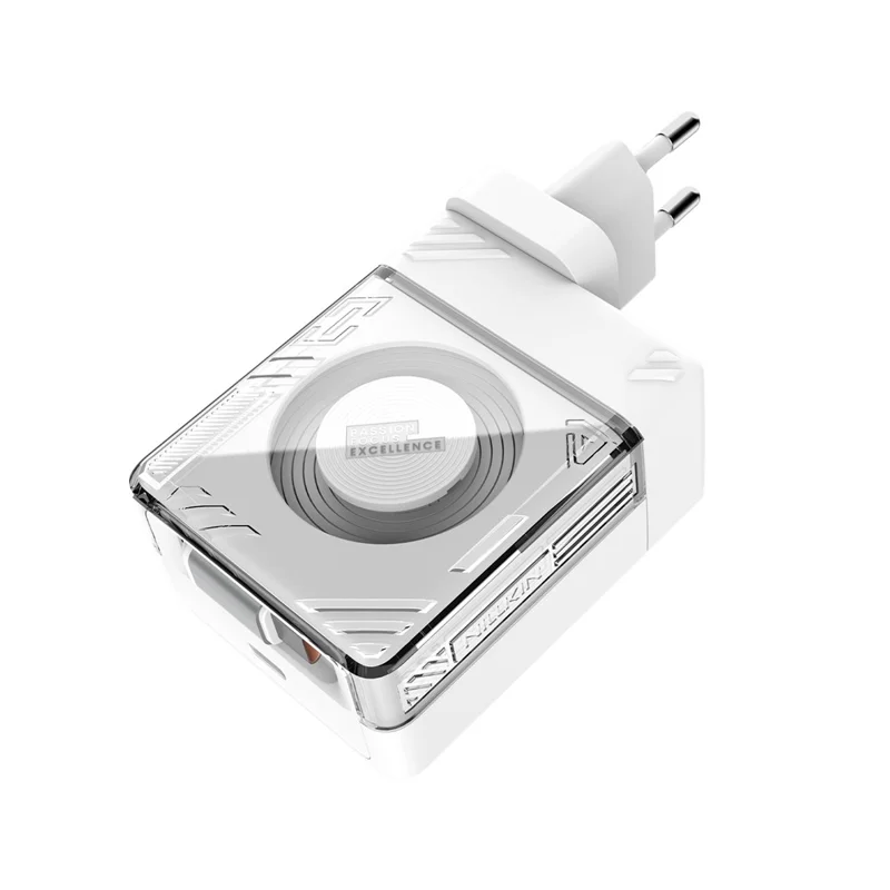 NILLKIN Icecore 65W GaN Fast Wall Charger with Retractable USB-C Cable for Travel, EU Plug - White