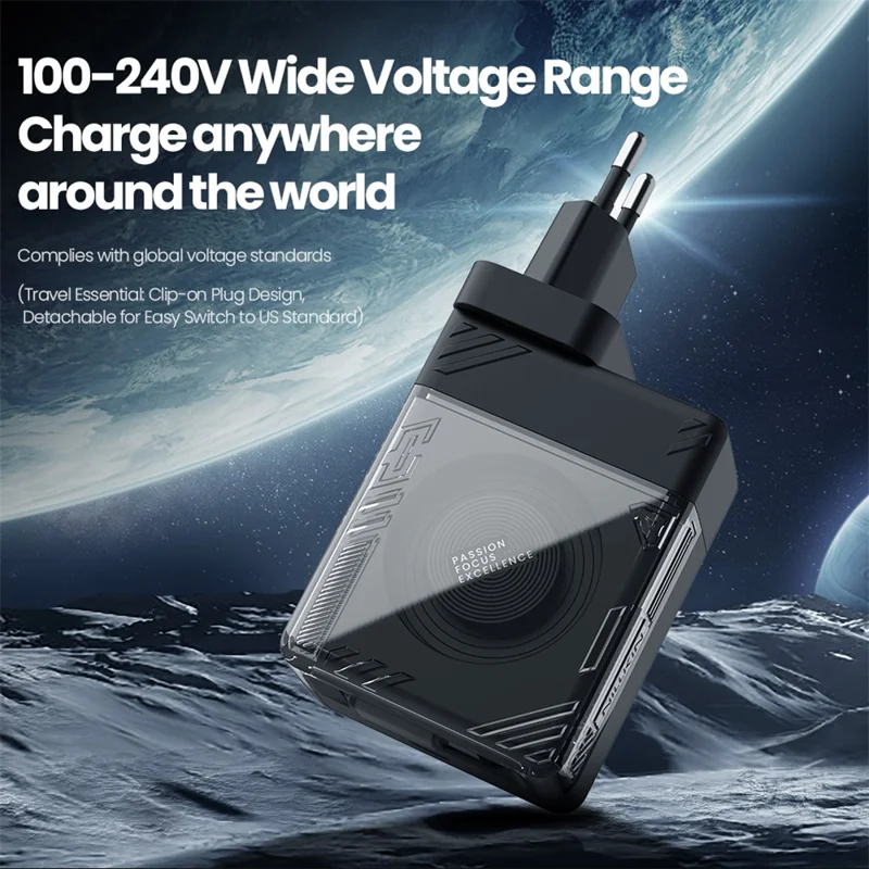 NILLKIN Icecore 65W GaN Fast Wall Charger with Retractable USB-C Cable for Travel, EU Plug - White