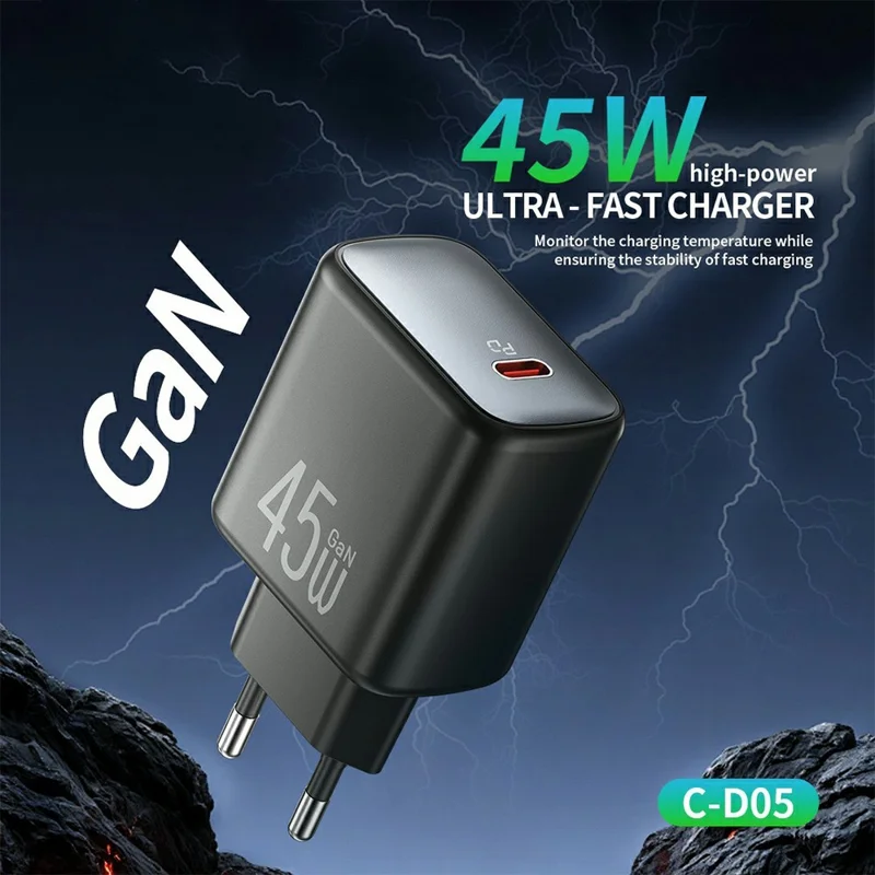 CELEBRAT C-D05 PD 45W GaN USB-C Fast Charger Portable Travel Adapter - EU Plug