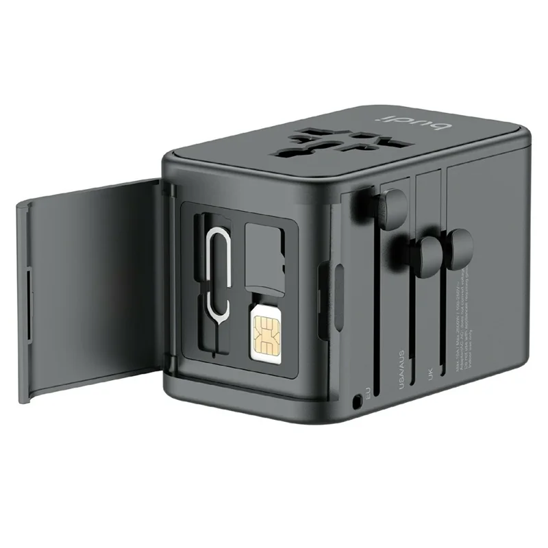 BUDI AC368B67 67W GaN Travel Charger 4-Port USB-C + USB-A PD Universal Adapter - Black