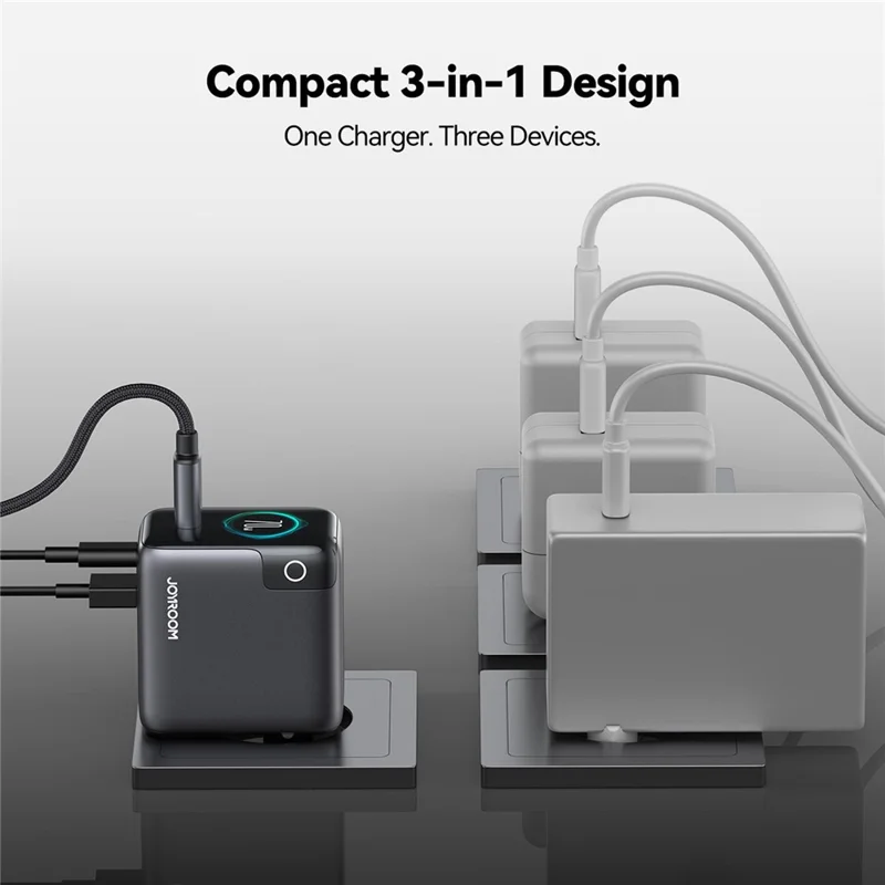 JOYROOM PODIX TF70 70W Single Port Max GaN Charger 3-Port Digital Display Fast Charging Power Adapter, EU Plug - Tarnish