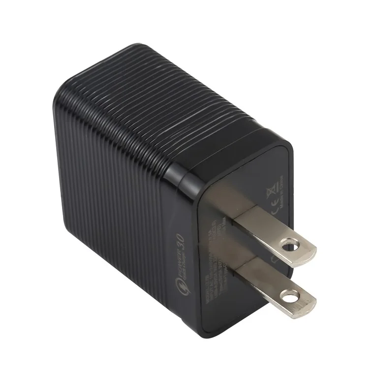 LZ-728 QC 3.0 USB+PD 20W Type-C Travel Wall Charger Fast Charging Phone Adapter for Xiaomi iPhone - Black US Plug