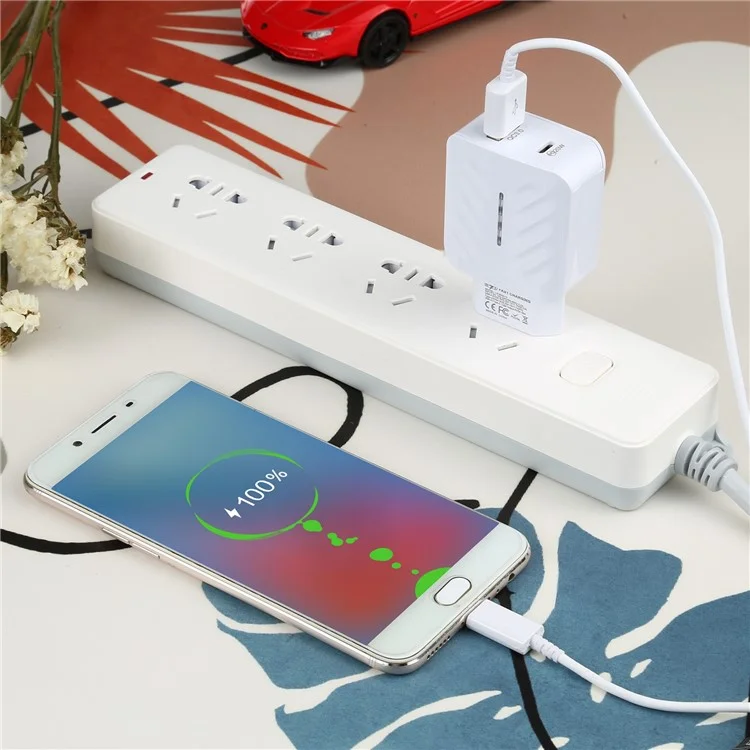 LZ-822A+C PD 20W Type-C QC3.0 USB Schnell-Ladewandladegerät - EU-Stecker