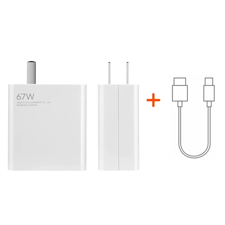 Xiaomi MDY-12-ES 67W Carregador de Parede Com Carregamento de Carregamento Tipo c Conjunto de Carregador de Viagem