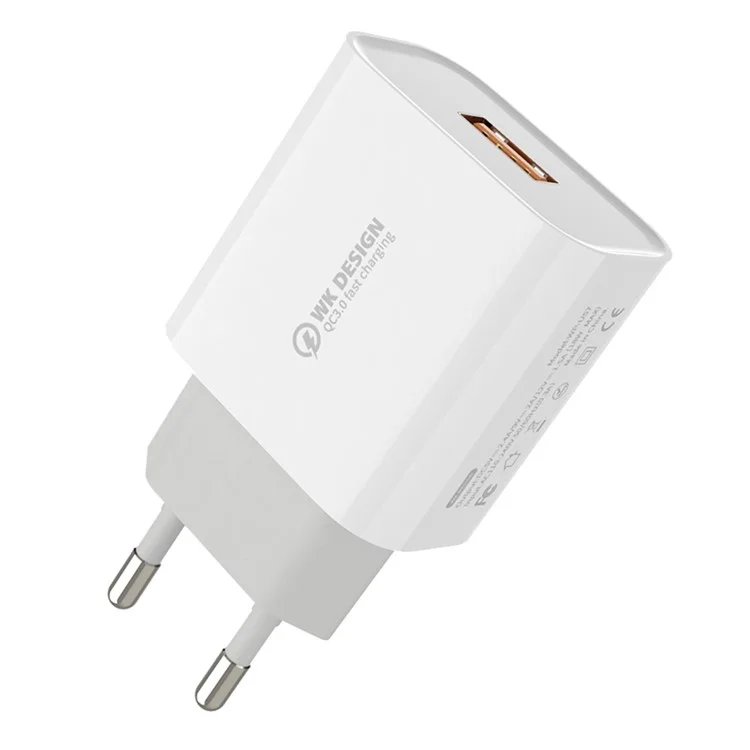 WK WP-U57 Max 18W QC 3.0 Adaptador de Potencia de Viaje de Cargador de Pared USB de Carga Rápida - Enchufe de la ue