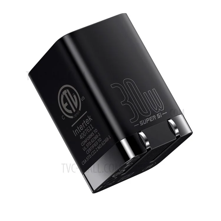 BASEUS Super Si Pro Type-C + USB Quick Charger Travel Dual Port Charging Block 30W - US Plug / Black