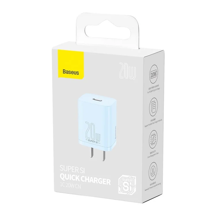 BASEUS Super Si Quick Charger Type-C Port 20W CN Plug Power Adapter - Blue