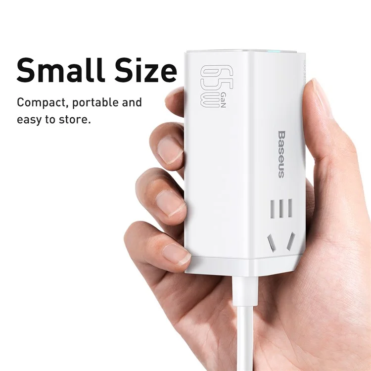 Baseus Gan3 Pro Desktop Powerstrip AC+2 USB+2 Порты Type-C 65 вт Plug Power Power с 1m Type-C к Кабелю Type-C - Белый