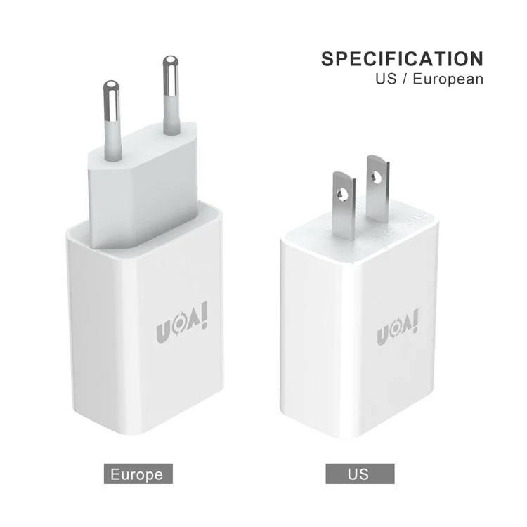 Irvon AD-33 2.1A Mobiltelefon Usb-ladegerät Travel Power Adapter Stecker + 1 m Micro-usb-datenkabel - US -stecker