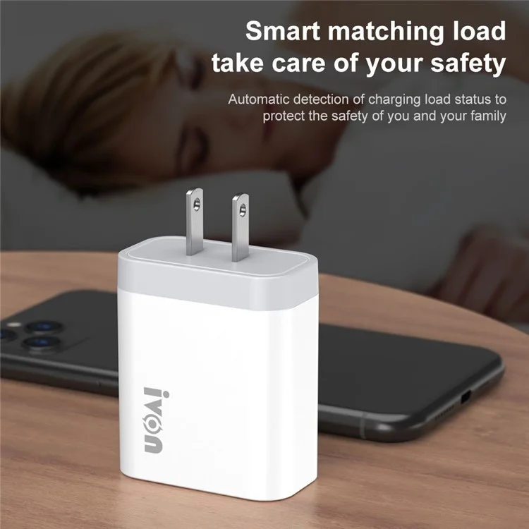 Ivon AD37 Für Iphone Xiaomi Huawei OPPO 3 USB -anschlüsse Schnellladung 3.0 Fast Lade -ladegerät Travel Power Adapter, US -plug