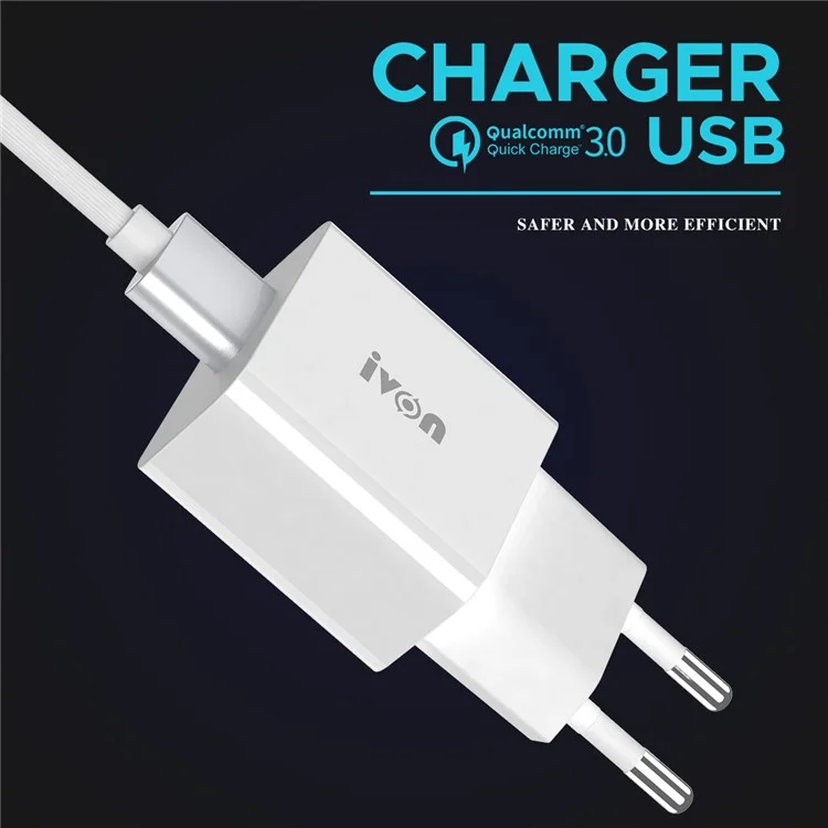 IVON AD-35 3A Высокий Ток Быстрого Зарядного Устройства Адаптер Мощности QC3.0 USB Waller + 1m Micro Usb-кабель Данных - ес