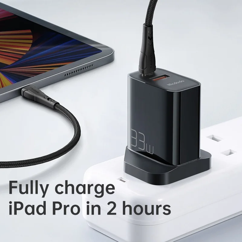 MCDODO MDD PD33W PD Dual Output Fast Compatible Charger Set USB A+USB C Charger Adapter Block with Type-C to Type-C Cable - UK Plug