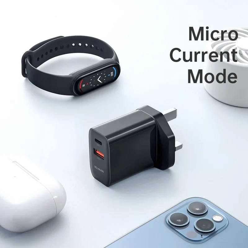 MCDODO MDD PD33W PD Dual Output Fast Compatible Charger Set USB A+USB C Charger Adapter Block with Type-C to Type-C Cable - UK Plug