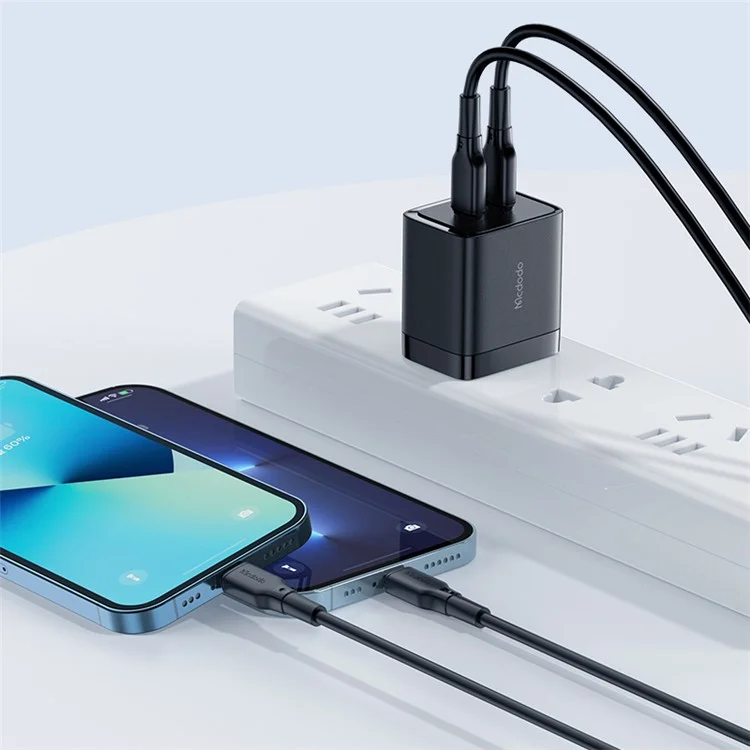 MCDODO MDD 40W GAN Dual Type-C Adaptateur de chargeur mural rapide pour téléphone portable et tablette - Prise CN
